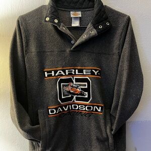 Harley-Davidson Dark Gray Racing Sweatshirt with Orange and White Accents